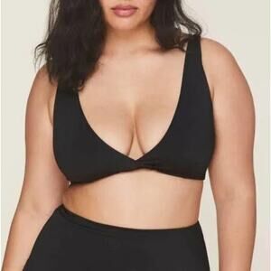 Andie Swim Belmar Bikini Twist Top Womens Medium Black Summer Beach AT207